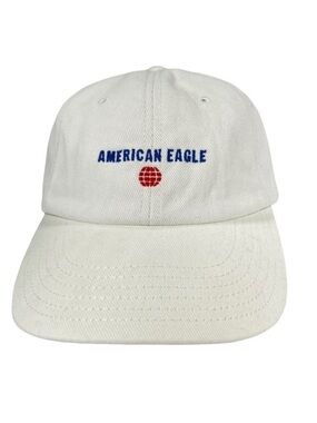 American Eagle White Hat 100% Cotton Sporty Preppy AEO Embroidered Logo  Summer